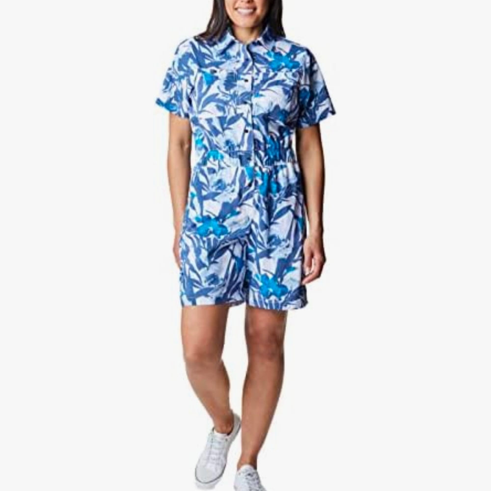 Columbia Silver Ridge Utility Romper | Women’s M | Blue Floral Travel Summer
